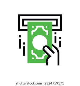 Withdraw money in machine ATM icon illustration design