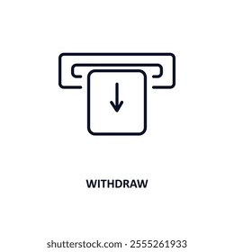 withdraw outline icon.  Thin line icon from cryptocurrency collection. Editable vector isolated on white background