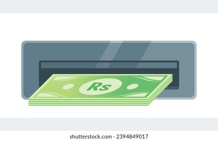 Withdraw Pakistani Rupee Money from ATM Illustration