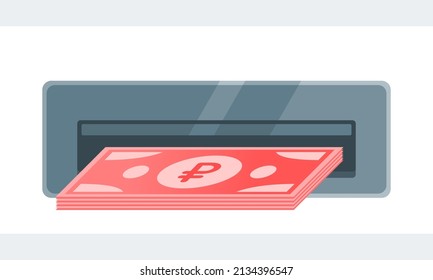 Withdraw Russian Ruble Money From ATM Illustration