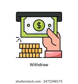 Withdraw vector filled outline icon style illustration. Symbol on White background EPS 10 File