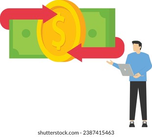 withdrawal deposit, transfer payment, business financial accounting, deposit money, Using a mobile phone to carry out financial transactions through internet applications, e-commerce vector illustrati
