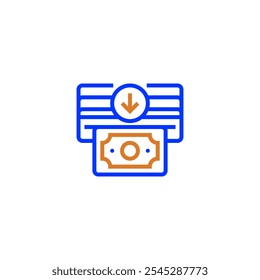 Ícone de linha de retirada. sinal de estilo linear para conceito móvel e web design. Ícone de vetor de contorno.