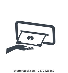 Entnahme von Dollar aus einer ATM-Maschine-Konzept-Symbol-Design-Stockillustration