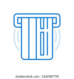
Retirando dinero del icono de la línea vector ATM. Equipo financiero para reponer la cuenta electrónica de comercio. Tarjeta bancaria en el cajero automático. Procesamiento de préstamos en línea y depósitos de inversión.