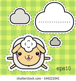Withe sheep cartoon character. Vector illustration.