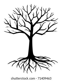 Withered Branch Tree Silhouette Vector