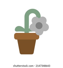 Withered flower in pot. flower sear isolated. Vector illustration 