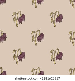 Withered flower vector seamless pattern. Cute repeat background for textile, design, fabric, cover etc.