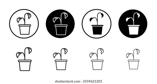 Withered plant icon Thin line flat illustration
