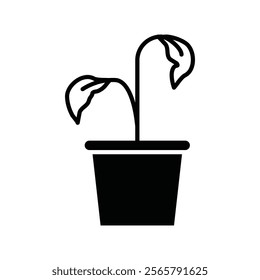 Withered plant icon Vector flat thin line illustration