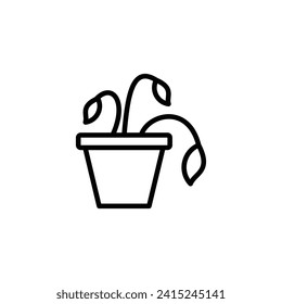 Withered Plant Vector Line Icon Illustration.