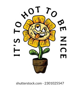 withered sunflower t-shirt design illustration exposed to heat