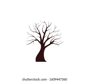 withered tree and roots vector illustration, molt tree, drought tree vector