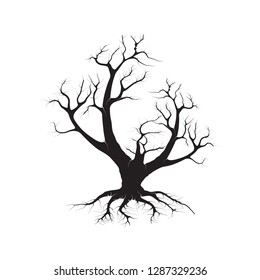 withered tree silhouette vector, hand drawn for dead tree