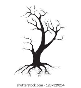withered tree silhouette vector, hand drawn for dead tree