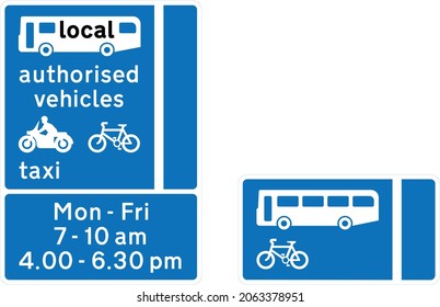 With-flow bus lane (Alternative types), road signs in the United Kingdom