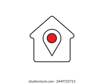 Within a flat-style depiction, a location marker distinguishes itself on an urban map, denoting a precise spot