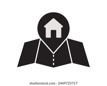 Within a flat-style depiction, a location marker distinguishes itself on an urban map, denoting a precise spot