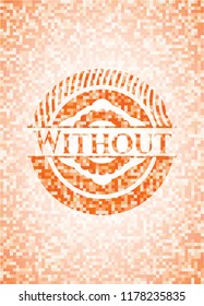Without abstract orange mosaic emblem with background