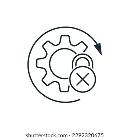 Without access. Closed, inside process.  Vector linear icon isolated on white background.