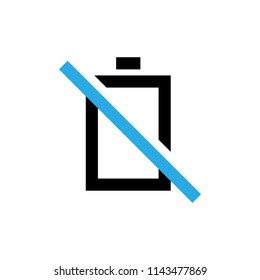 Without battery vector icon. Pictogram from set Smartphone Essentials. Isolated on white background