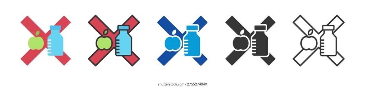 without food or water icon set multi style various collection