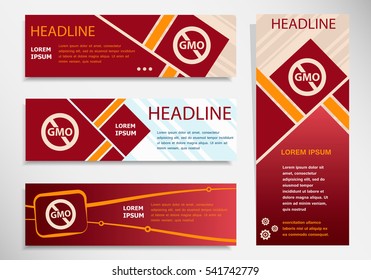 Without Genetically modified food icon on vector website headers, business success concept. Modern abstract flyer, banner