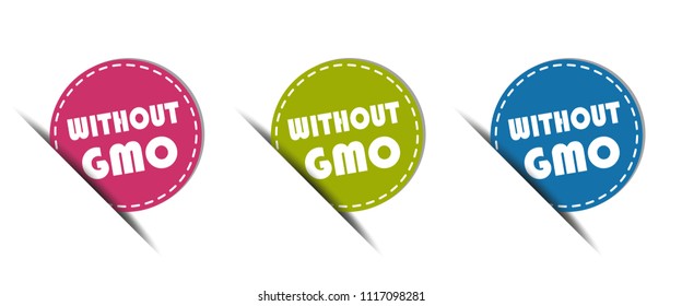 Without GMO Button - Colorful Vector Illustration - Isolated On White Background