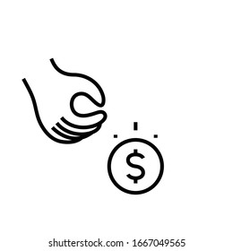 Without money line icon, concept sign, outline vector illustration, linear symbol.