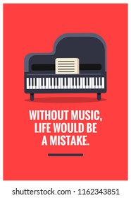Without music, life would be a mistake Quote Vector Illustration Poster