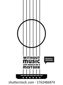 Without music life would be a mistake - Inspiration Quote typography art illustration vector 