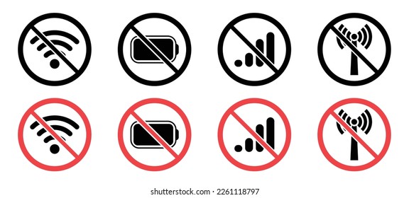 Without Signal Icon. Place Without Wi-fi. No Wi-Fi Sign. Vector Illustration