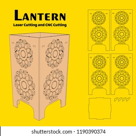 Without Using Glue.. Cut Out Template For Lamp, Candle Holder, Lantern Or Chandelier (plywood 3 Mm). Shadow Box With Oriental Geometric Design. Scheme Is Suitable For A Laser Cutting Or Printing.