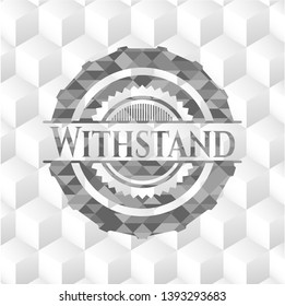 Withstand grey emblem with cube white background