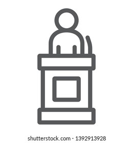 Witness line icon, justice and law, defendant sign, vector graphics, a linear pattern on a white background, eps 10.