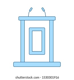 Witness Stand Icon. Thin Line With Blue Fill Design. Vector Illustration.