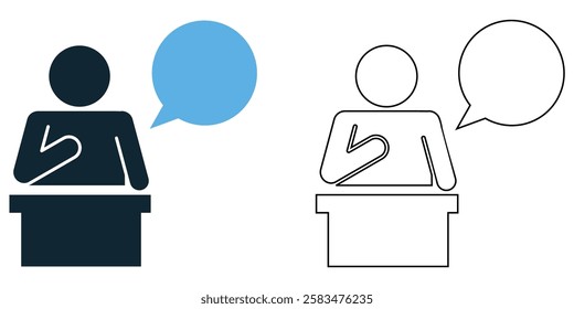 Witness testimony icon vector, legal statements, court evidence, and justice, legal, court and law pictogram symbol ui and ux design, glyphs and stroke line