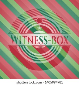 Witness-box christmas colors style badge. Vector Illustration. Detailed.