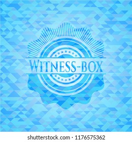 Witness-box light blue emblem. Mosaic background