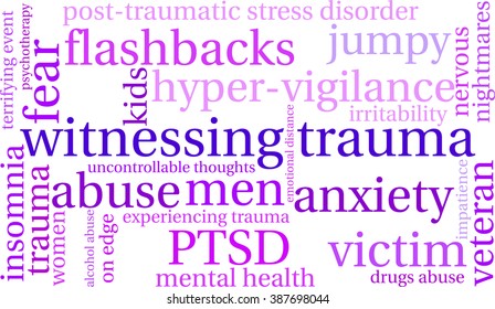 Witnessing Trauma word cloud on a white background. 