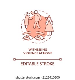 Witnessing Violence At Home Terracotta Concept Icon. Physical, Psychologic Abuse Abstract Idea Thin Line Illustration. Isolated Outline Drawing. Editable Stroke. Arial, Myriad Pro-Bold Fonts Used