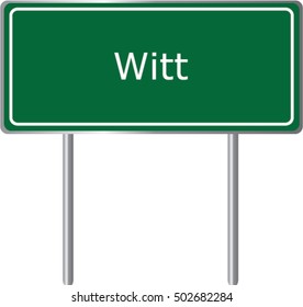 Witt , Illinois , road sign green vector illustration, road table, USA city