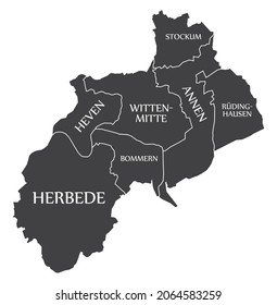 Witten City Map Germany DE labelled black illustration