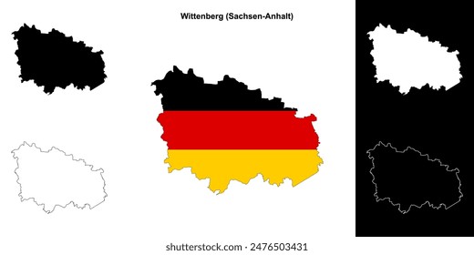 Wittenberg (Sachsen-Anhalt) blank outline map set