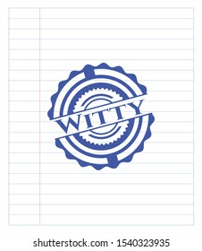 Witty drawn with pen. Blue ink. Vector Illustration. Detailed.