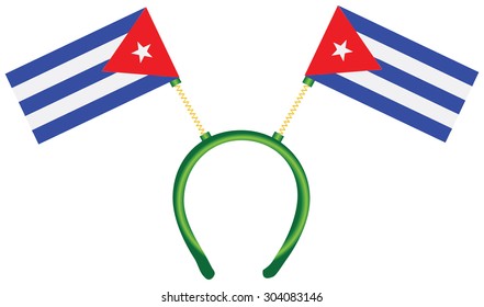 Witty headdress with flags Cuba. Vector illustration.