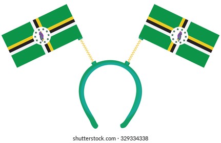 Witty headdress with flags Dominica. Vector illustration.