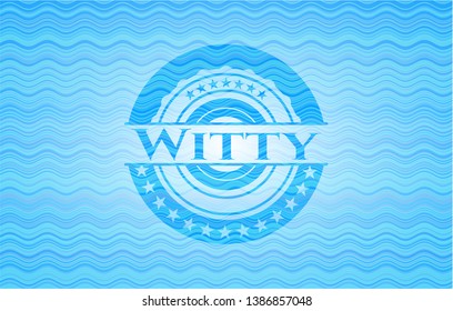 Witty light blue water emblem. Vector Illustration. Detailed.