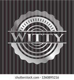Witty silvery emblem or badge